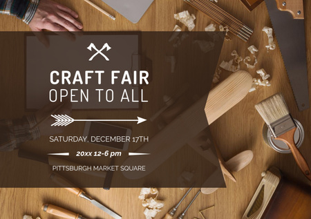 Artisan Craft Fair With Wooden Tools In Winter Flyer A5 Horizontal Design Template