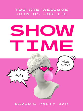 Show Time Ad on Pink Poster US Design Template