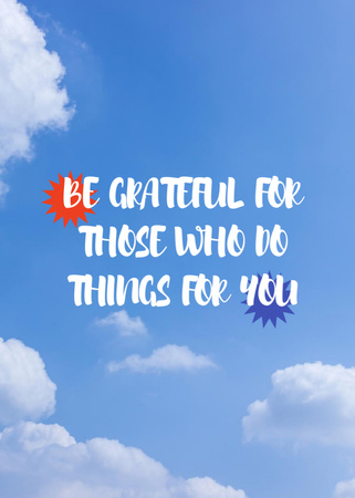 Platilla de diseño Text About Gratitude on Background of Sky Postcard 5x7in Vertical