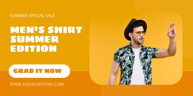 Summer Edition of Men's Shirts Twitter Tasarım Şablonu