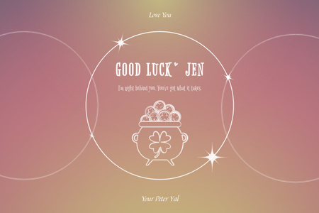 Good Luck Wishes with Clover In Pot Postcard 4x6in Design Template