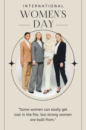 Confident Stylish Businesswomen on International Women's Day Pinterest Design Template