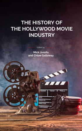 Plantilla de diseño de Historia de la industria cinematográfica de Hollywood con Vintage Movie Projector Book Cover 