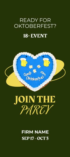 Oktoberfest Celebration Party Ad on Green Invitation 9.5x21cm – шаблон для дизайна