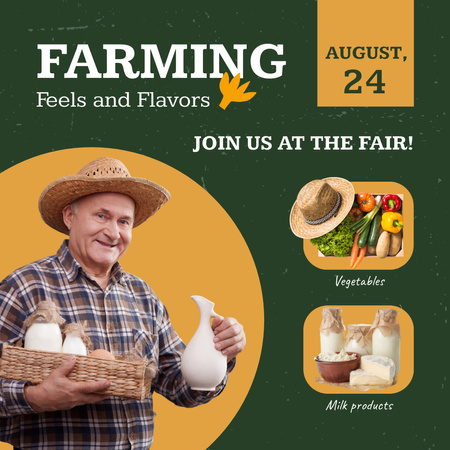 Lovely Farming Fair With Dairy Products Offer Animated Post Design Template