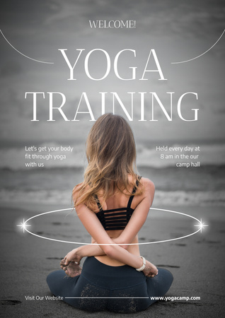 Woman Practicing Yoga Outdoors Poster – шаблон для дизайну