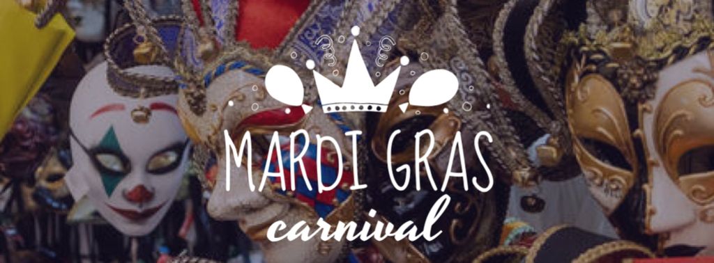 Modèle de visuel Mardi Gras Carnival Announcement - Facebook cover