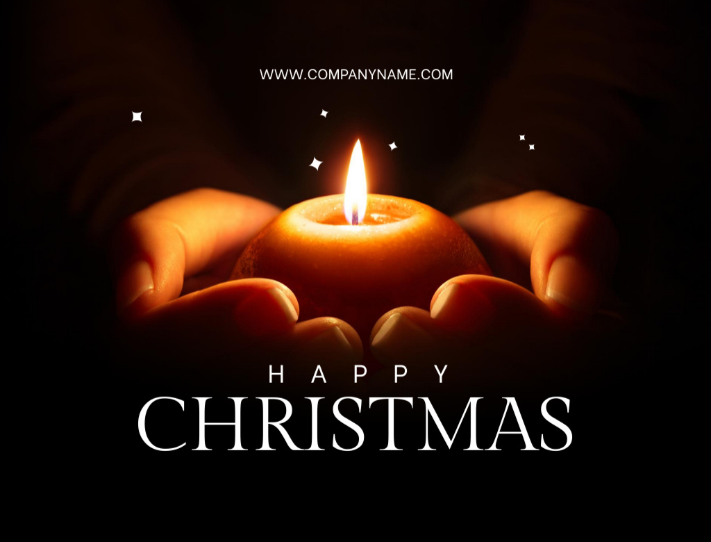 Happy Christmas Holiday Greeting with Candle Postcard 4.2x5.5in Šablona návrhu