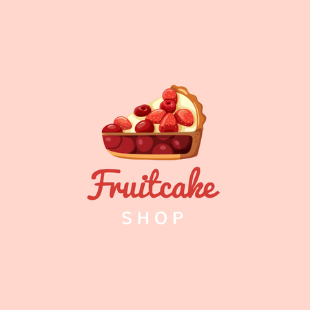 Emblem of Cake Shop with Berries Logo Design Template