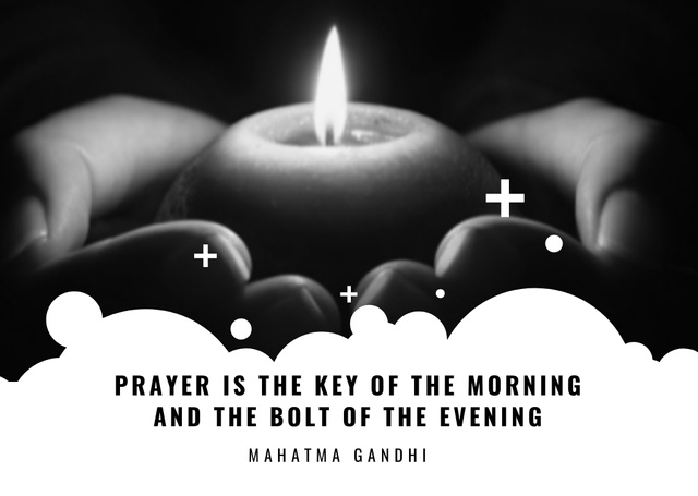 Plantilla de diseño de Religious Citation about Prayer with Image of Candle Card 