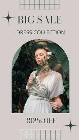 Ontwerpsjabloon van Instagram Story van Fashion Sale Announcement with Woman in White Dress