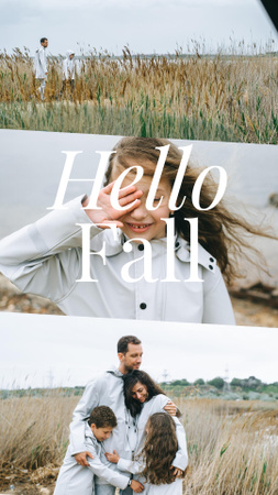 Modèle de visuel Happy Family in Autumn Field - Instagram Story
