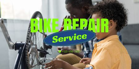 Bike Repair Service in Family Workshop Twitter Design Template
