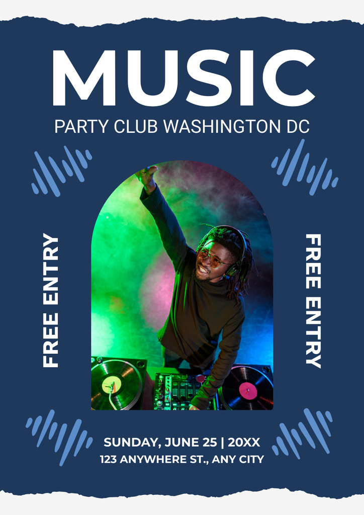Party in the Club with an African American DJ Poster Design Template