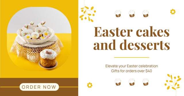Ontwerpsjabloon van Facebook AD van Easter Offer of Cakes and Desserts with Sweet Pie