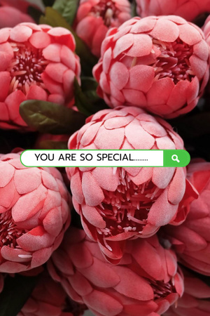 Χαριτωμένη φράση αγάπης με ροζ λουλούδια Protea Postcard 4x6in Vertical Πρότυπο σχεδίασης