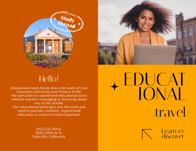 Educational Tours Ad Brochure 8.5x11in Bi-fold Design Template
