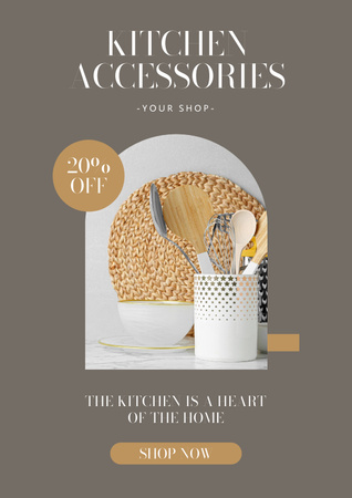 Kitchen Accessories Sale Beige Poster Tasarım Şablonu