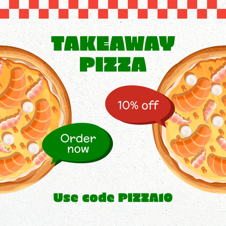 Various Pizzas By Takeaway Service With Discount Animated Post Design Template