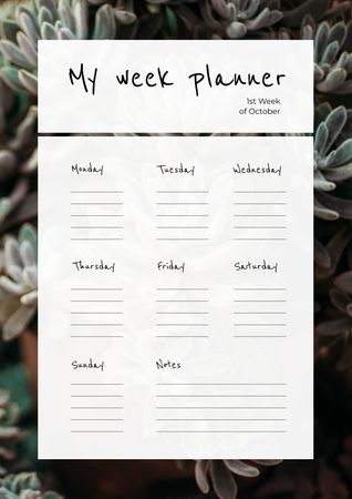 Weekly Planner on Succulents Background Schedule Plannerデザインテンプレート