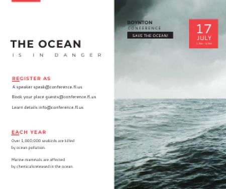 Ecology Conference Invitation Stormy Sea Waves Medium Rectangle Šablona návrhu