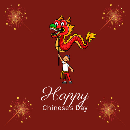Chinese's Day Holiday Greeting Animated Post Design Template