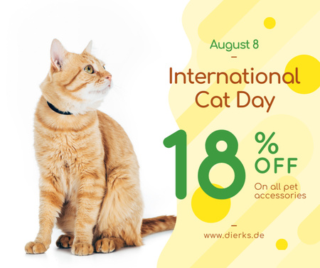 Cat Day Sale Cute Red Cat Facebook Design Template