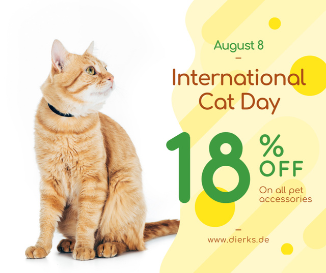 Plantilla de diseño de Cat Day Sale Cute Red Cat Facebook 