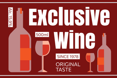 Gyönyörű vörösbor palackokban Label tervezősablon