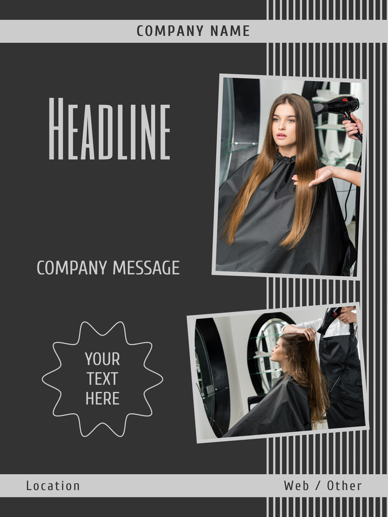 Collage with Beautiful Woman in Beauty Salon Poster US Design Template