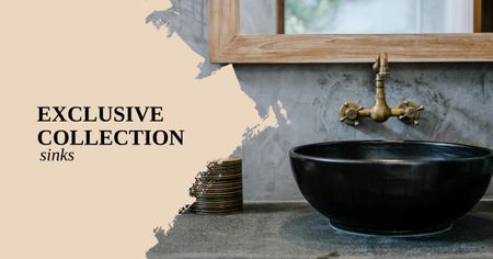 Template di design lavello moderno per interior design Facebook AD