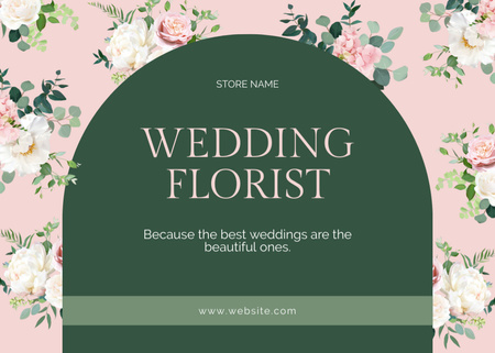 Designvorlage Hochzeitsfloristen-Vorschlag auf Blumenmuster für Postcard 5x7in