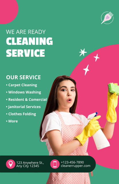 Advertising Cleaning Services Flyer 5.5x8.5in Design Template