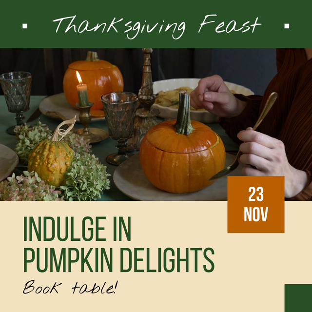 Platilla de diseño Thanksgiving Day Feast With Served Delights Offer Animated Post