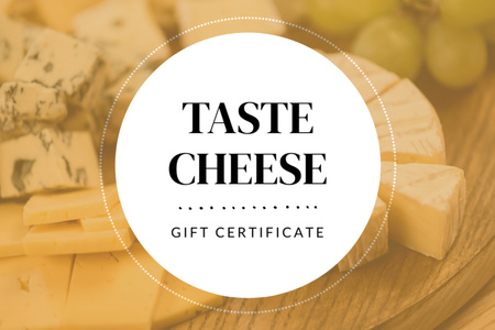 Cheese Tasting with Pieces of Cheese and Grapes Gift Certificate Design Template