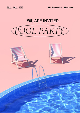 Pool Party Announcement with Young Guys Flayer Design Template