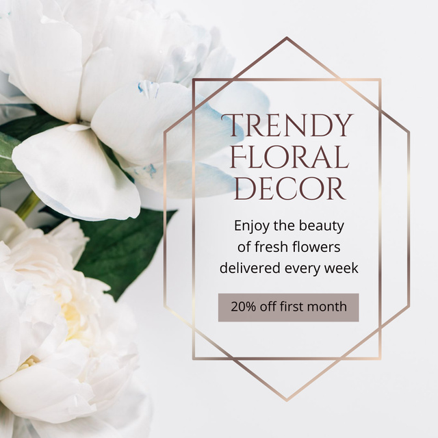 Huge Discount on Trendy Floral Decor Instagram AD tervezősablon