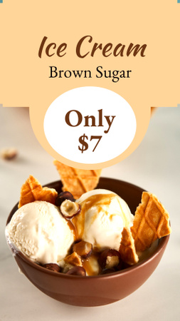 Bowl with Caramel Ice Cream Instagram Video Story Design Template