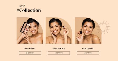 Ontwerpsjabloon van Facebook AD van Makeup Products Offer with Attractive Woman