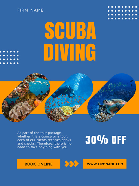 Platilla de diseño Scuba Diving Ad with Discount Poster 36x48in