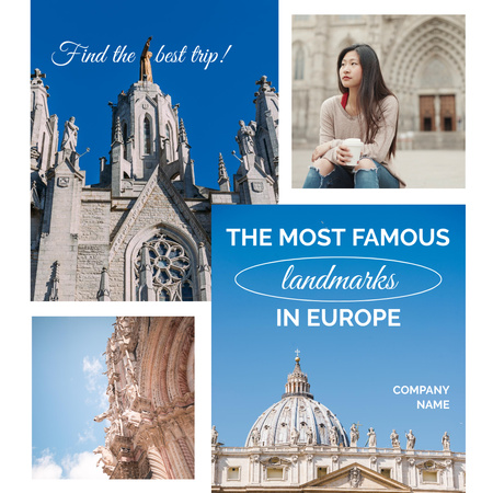 Template di design Travel Tour in Europe Animated Post