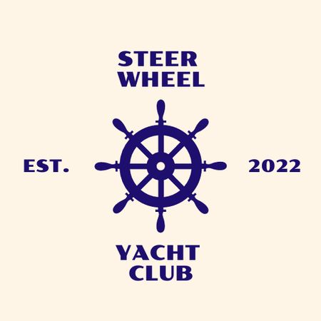 Yacht Club Emblem with Helm Logo Design Template