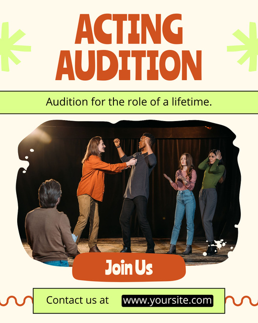 Acting Audition with Candidates on Stage Instagram Post Vertical Design Template