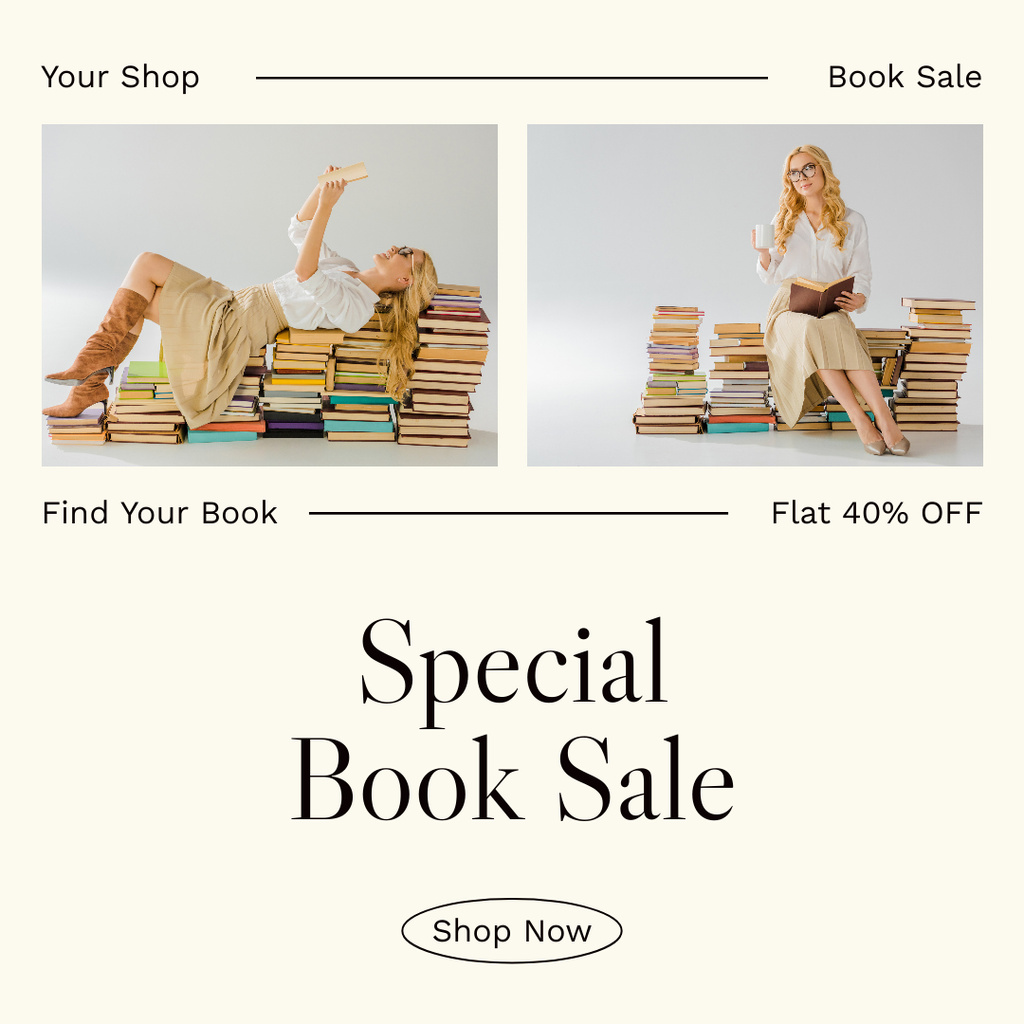 Ontwerpsjabloon van Instagram van Find Your Book On Our Sale