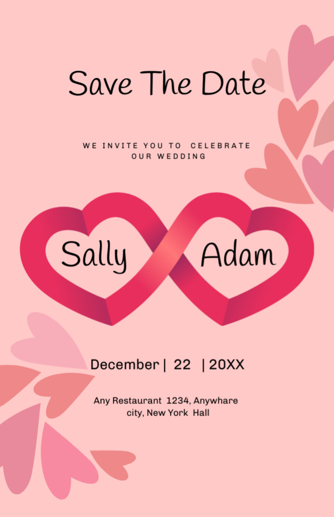 Plantilla de diseño de Save the Date of Wedding Event Invitation 5.5x8.5in 