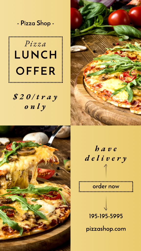 Discount on Pizza for Lunch Instagram Storyデザインテンプレート