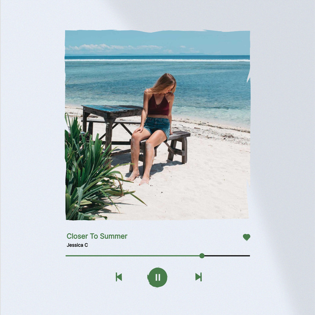 Summer Inspiration with Girl on Beautiful Beach Instagram Design Template