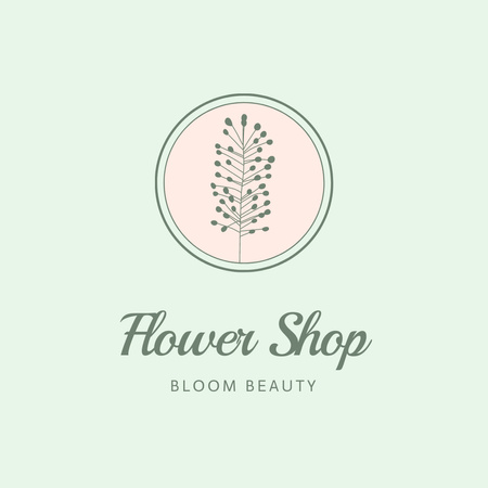 Shop Ad with Cute Blooming Flower Illustration Logo 1080x1080pxデザインテンプレート
