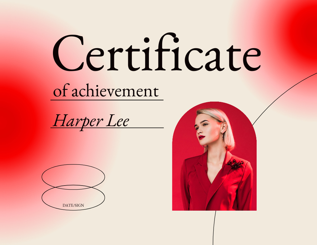 Achievement Award in Beauty School with Stylish Model Certificate – шаблон для дизайна