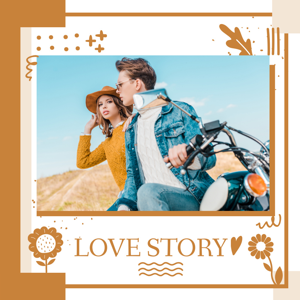Plantilla de diseño de Photo of Couple in Love on Motorcycle Photo Book 